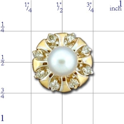 A1782 14K PEARL 8 DIAMOND SLIDE 